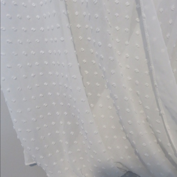 I.N.C. White Sheer Embossed Dot Collared Wrap Top - Picture 3 of 7